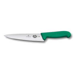 Фото нож разделочный VICTORINOX Fibrox с лезвием из нержавеющей стали 19 см и рукоятью из пластика зеленого цвета с гарантией
