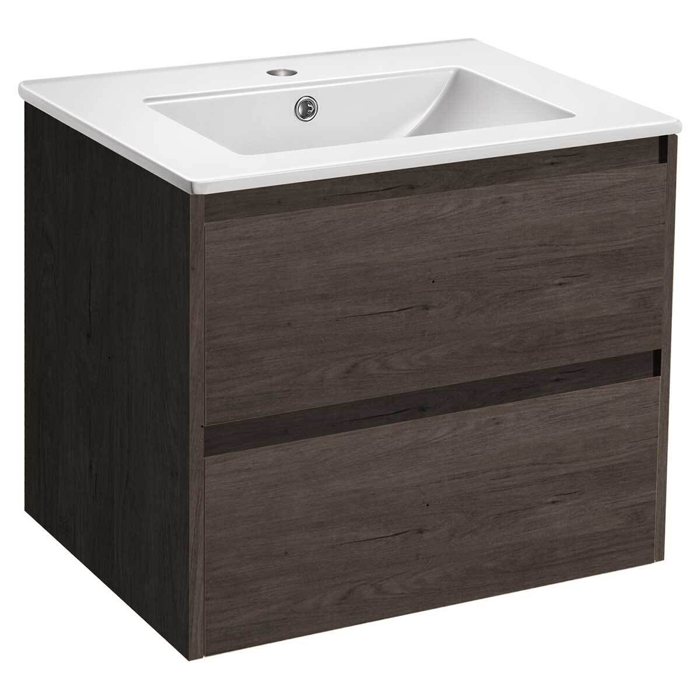 Тумба под раковину Vincea Gio 600 подвесная, 2 выкатных ящика soft-close, R.Oak