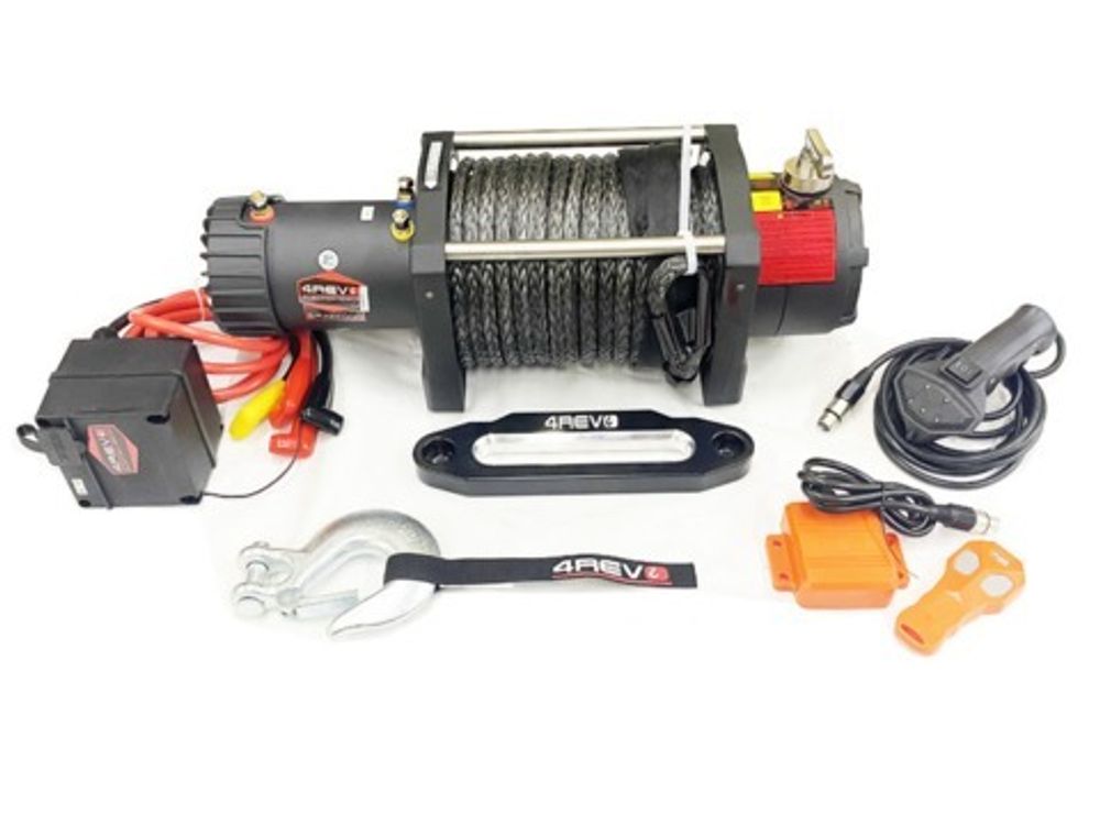 ЛЕБЕДКА АВТОМОБИЛЬНАЯ 4REVO SRX 22000 24V С СИНТЕТИЧЕСКИМ ТРОСОМ