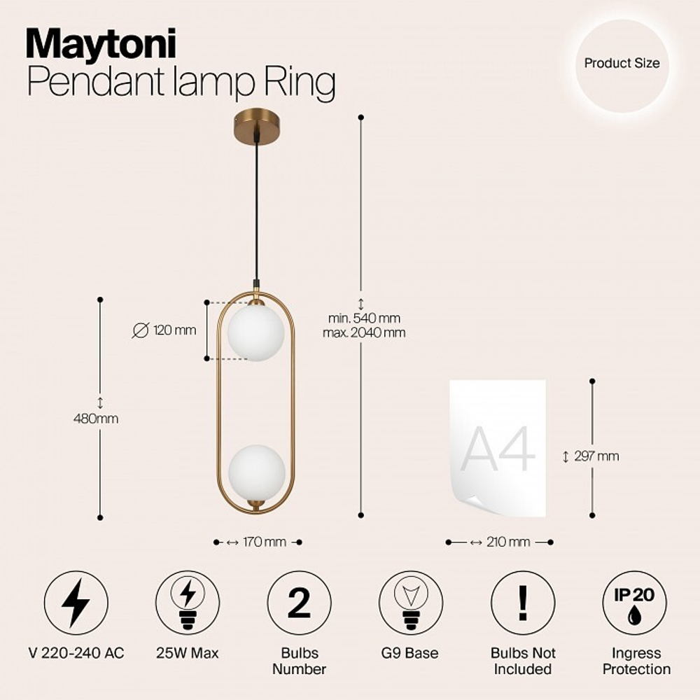 Подвесной светильник Maytoni Ring MOD013PL-02BS1