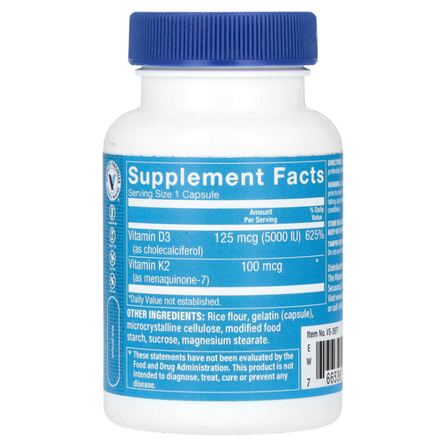 The Vitamin Shoppe, витамины D3 и К2, 60 капсул