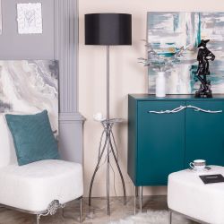 Светильник напольный торшер Нимфея с абажуром Винтаж-2 Черный