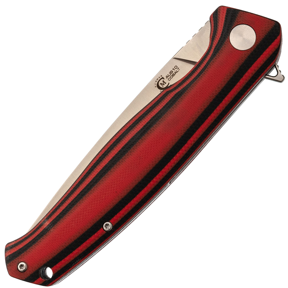 Нож складной Кузница Семина "Амур" (техно), сталь AUS-10 рукоять G10 черно-красная