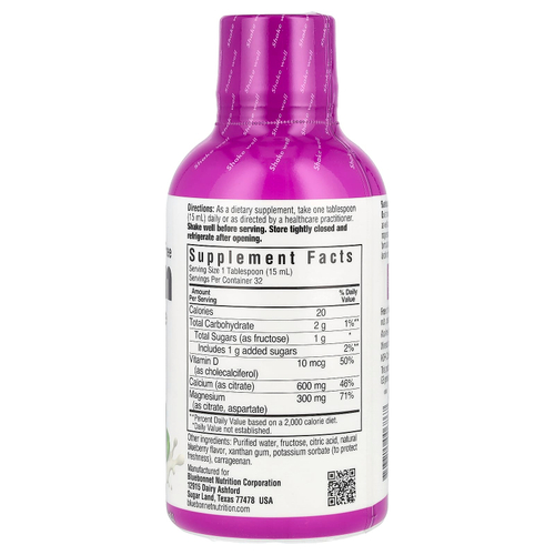 Bluebonnet Nutrition, жидкая добавка с цитратом кальция и магния и витамином D3, вкус голубики, 473 мл (16 жидк. унций)
