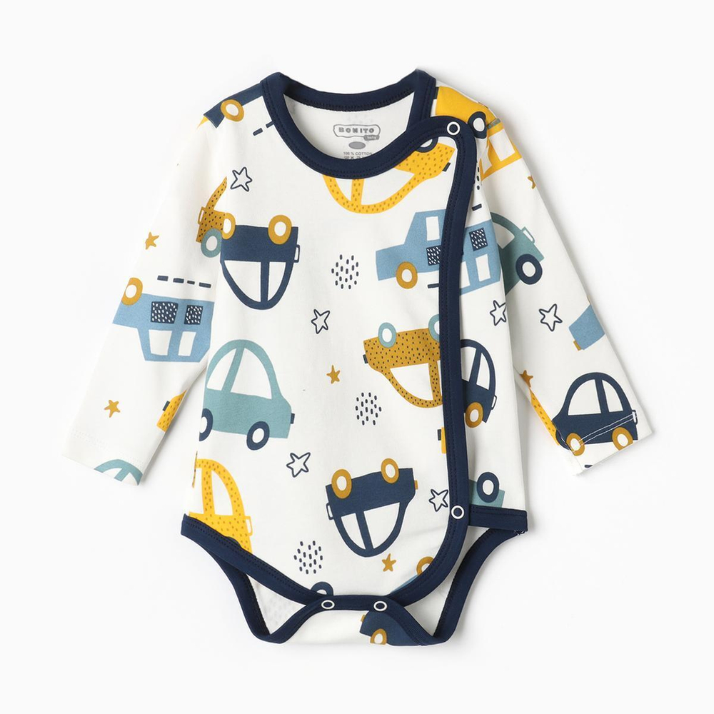 Боди детский, цвет белый/машинки, р. 80 9926974 (BONITO)