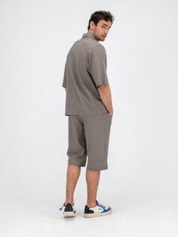 Костюм льняной с шортами. Хаки