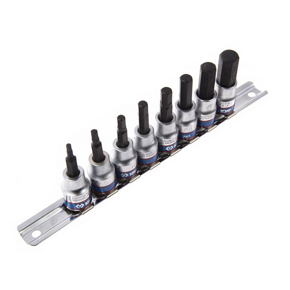 KING TONY (3108PR8) Набор торцевых насадок 3/8", HEX, 3-12 мм, 8 предметов
