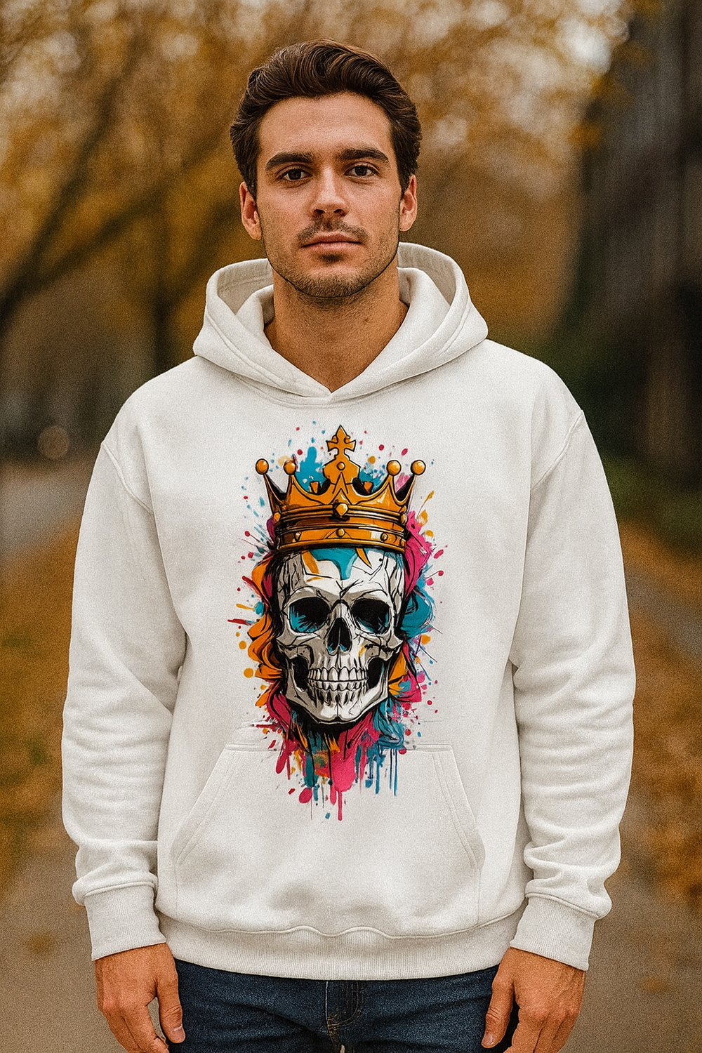 Толстовка с принтом "Череп" белая