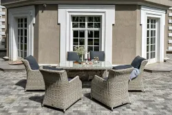 "Неаполь" обеденная группа плетеная из искусственного ротанга, цвет бежевый