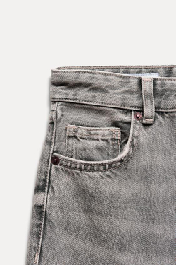 ZARA ДЖИНСЫ TRF WIDE LEG FULL LENGTH С ВЫСОКОЙ ПОСАДКОЙ, СВЕТЛО-СЕРЫЙ