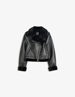 BERSHKA Куртка-дублена, черный