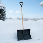 Лопата снеговая "Буран" 500*335мм с оц.планкой с деревянным черенком в/с и V-образной ручкой