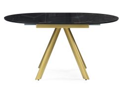Стеклянный стол Галвестон 100х76 обсидиан / черный / золото