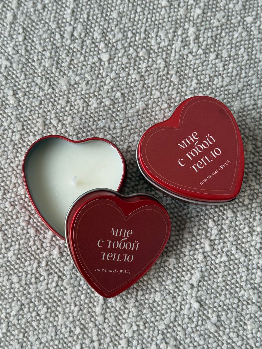 Свеча натуральная ароматическая JIWA сердце 60 мл - Кожа-сандал