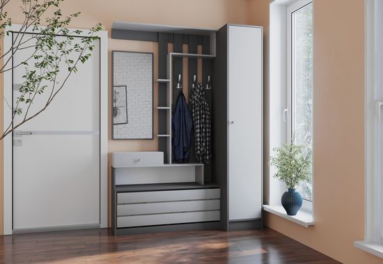 Шкаф-пенал ЯМАЙКА Япп-1 графит серый / камень серый