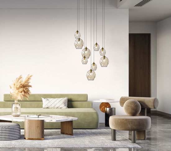 SL1188.303.16 Люстра подвесная ST-Luce Латунь/Коньячный E14/E27 12+4*40W IDESIA