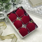 Набор шаров VELOUR «Стильная зима» 8 см (набор 6 шт), Рубин