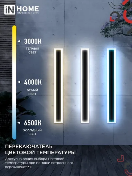 Светильник уличный светодиодный ДБУ MARS90-30AC-ВL 30Вт 3CCT 900x80 IP54 черный IN HOME