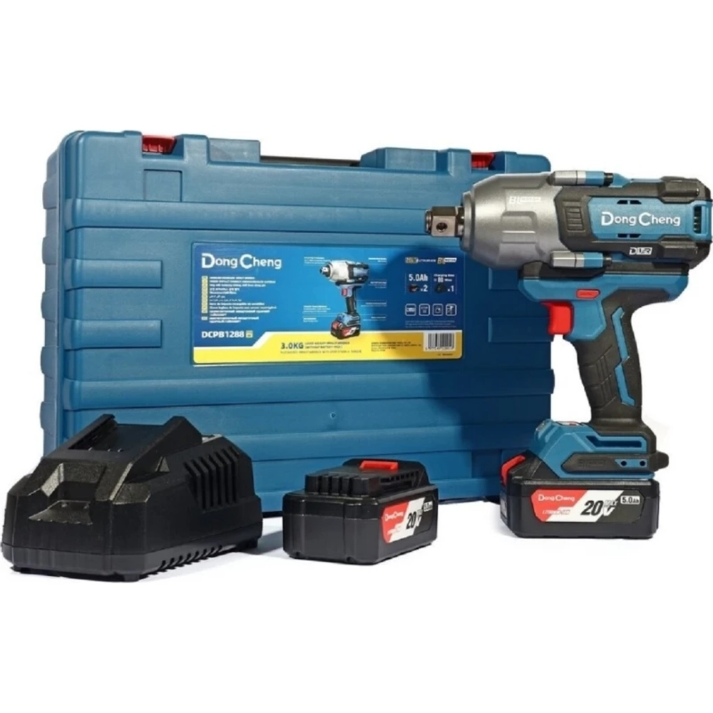 DongCheng DCPB1288(TYPE FK) аккумуляторный ударный гайковерт (2 x 6 Ач, ЗУ)