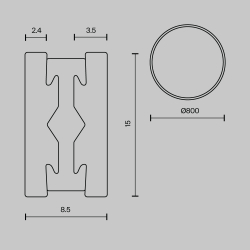 Шинопровод накладной/подвесной Technical TRX154-R-D800-BS