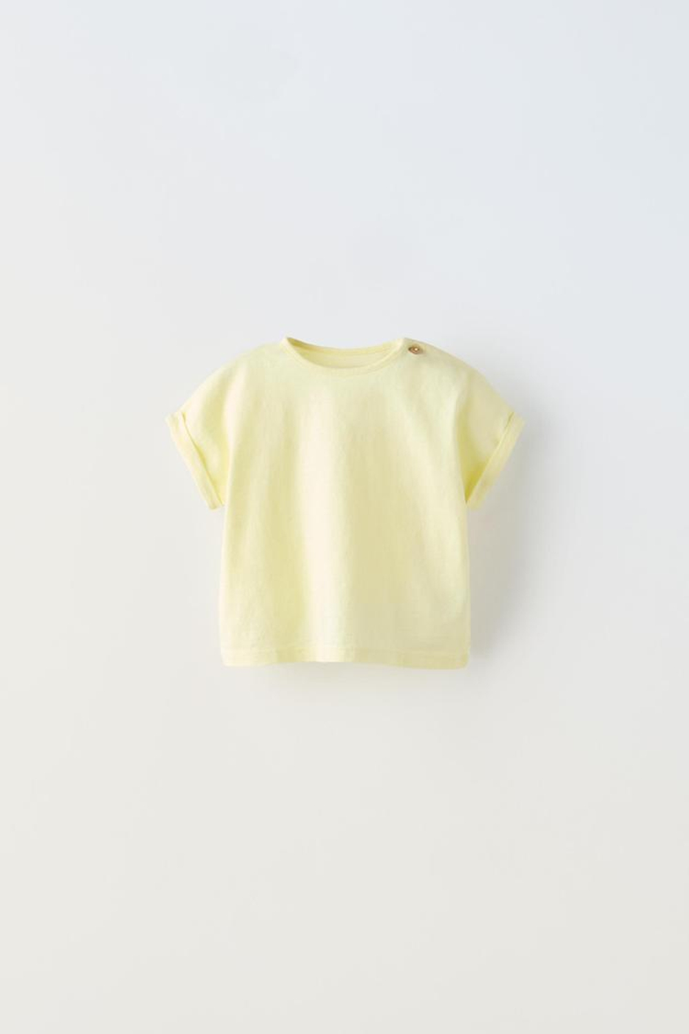 ZARA ФУТБОЛКА С ПУГОВИЦАМИ, ЖЕЛТЫЙ