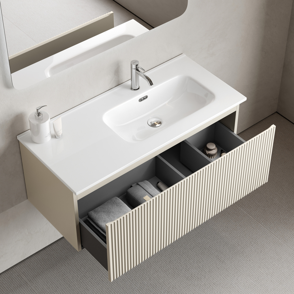 Тумба подвесная Sancos Snob R 1.0 с одним ящиком 995х445х406, Beige Soft, SNR1.0100RCE