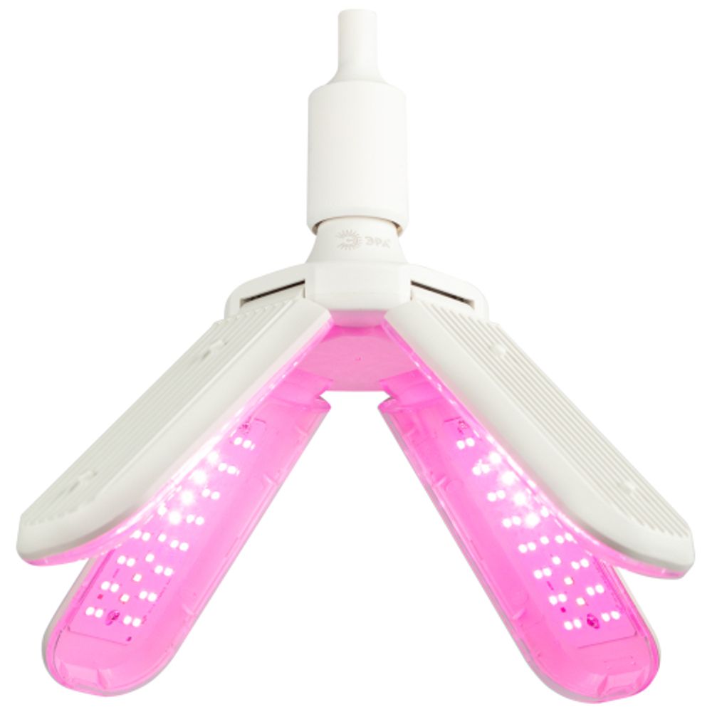 Фитолампа для растений светодиодная ЭРА FITO-36W-RB-E27-FOLD 4-х лепестковая красно-синего спектра 36 Вт Е27 | Фитолампы Е27