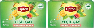 Зеленый чай Lipton «Тропический» с манго и ананасом в пакетиках, 40 шт. в упаковке - Lipton