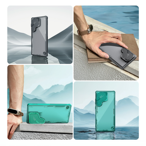 Чехол прозрачный от Nillkin с откидной металлической крышкой для камеры на Samsung Galaxy S25 Ultra, серия Iceblade Prop Case