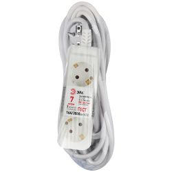 Удлинитель электрический ЭРА U-3e-7m-3x1,5 с заземлением 3 розетки 7м ПВС 3x1,5мм2 16А | Бытовые удлинители