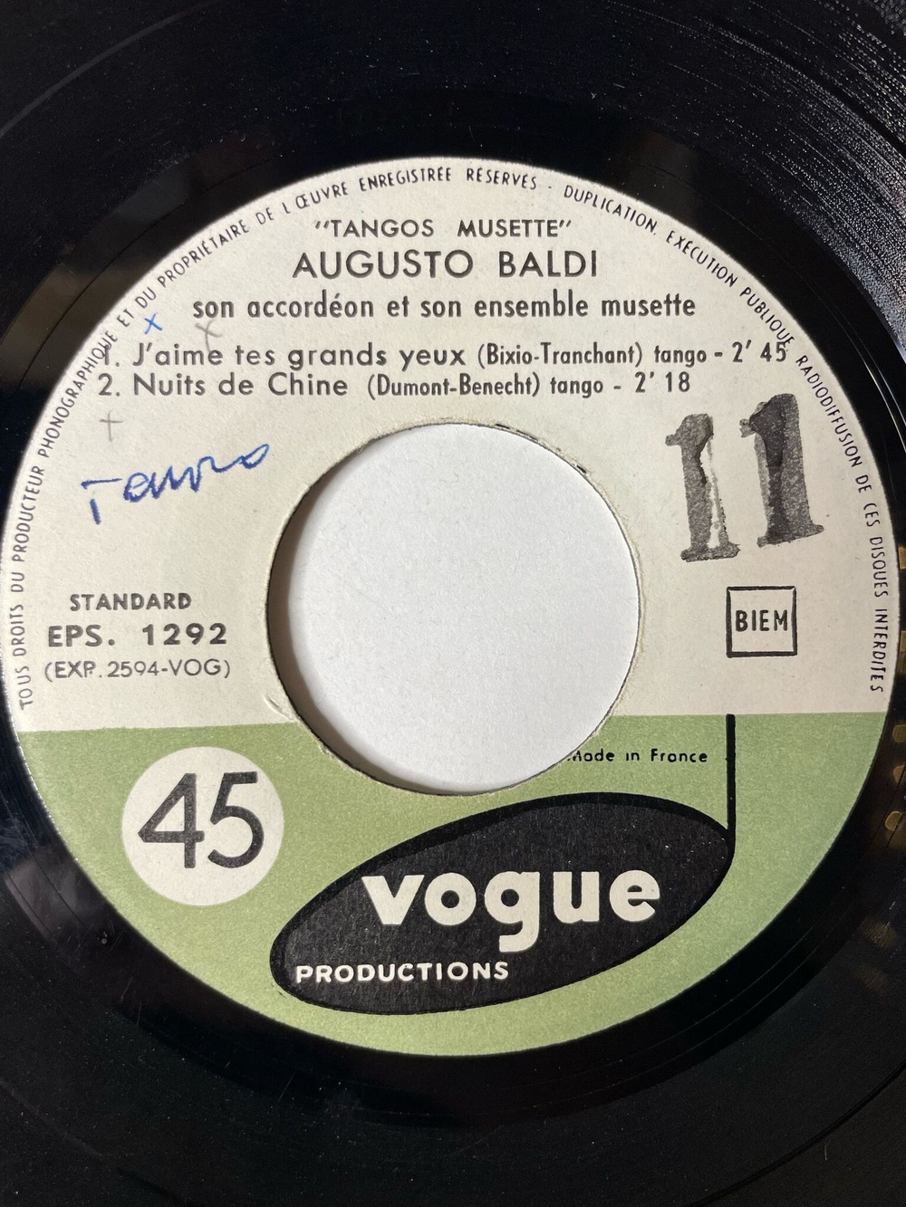 Винтажная виниловая пластинка LP Augusto Baldi Son Accordeon Et Son Ensemble Musette Vol. 13 Tangos Musette (France 1975) 7 дюймов