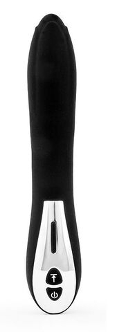 Черный гладкий вибромассажер с 12 режимами работы - 23 см. (Цвет: черный)