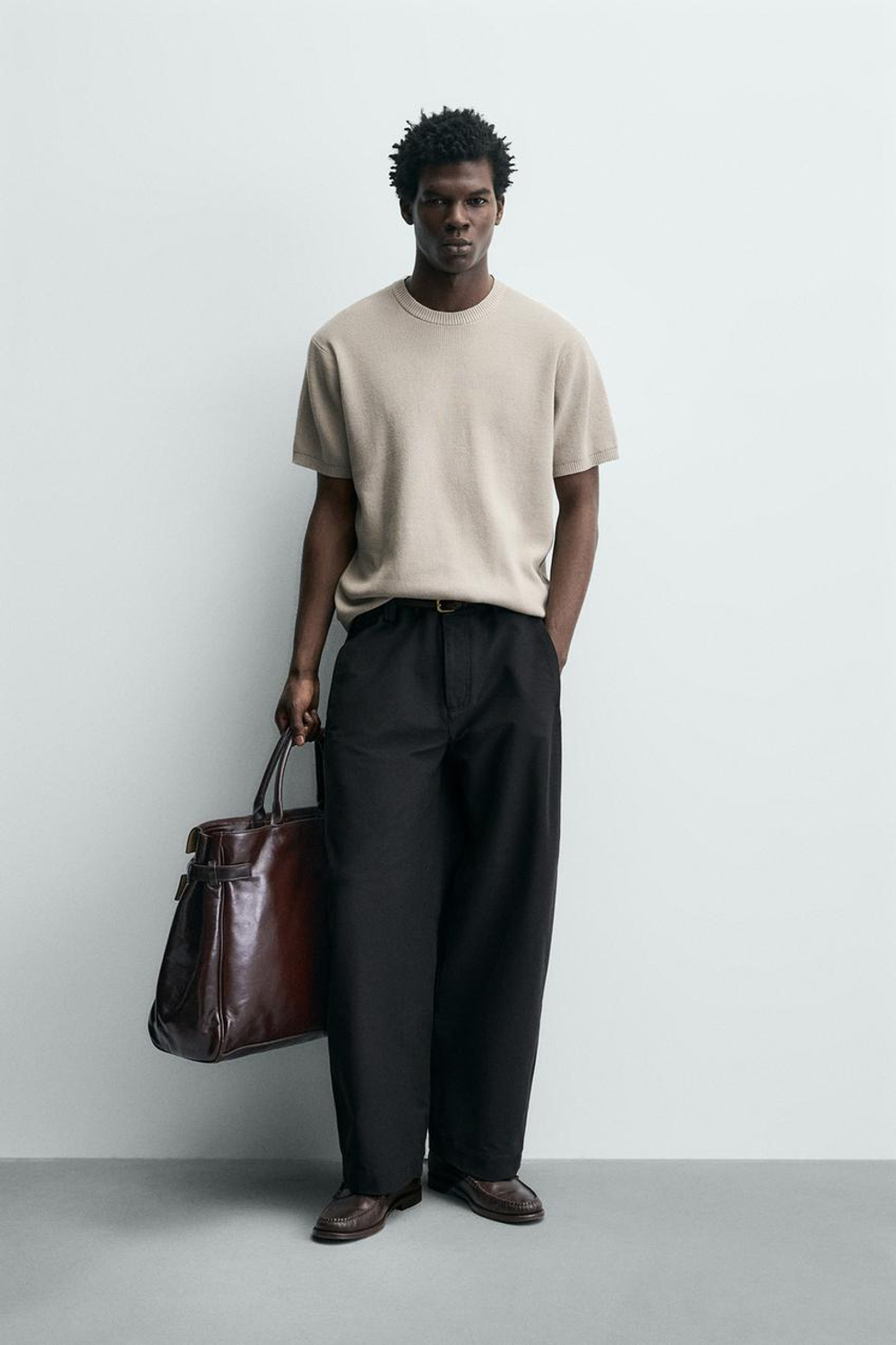 ZARA ФУТБОЛКА ПЛАТОЧНОЙ ВЯЗКИ, ЖЕМЧУЖНО-СЕРЫЙ