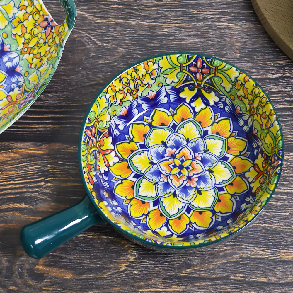 Кокотница с ручкой "Arabesque" 16см, керамика