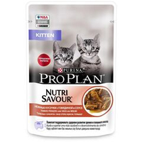 Влажный корм Pro Plan® Nutri Savour® для котят с говядиной в соусе, Пауч 85 г