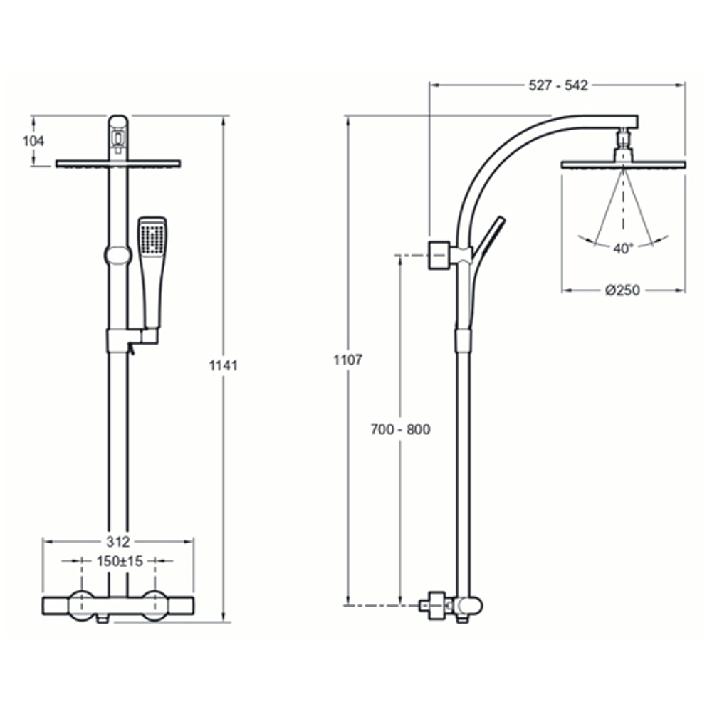 Душевая стойка Jacob Delafon Talan E11717RU-CP схема