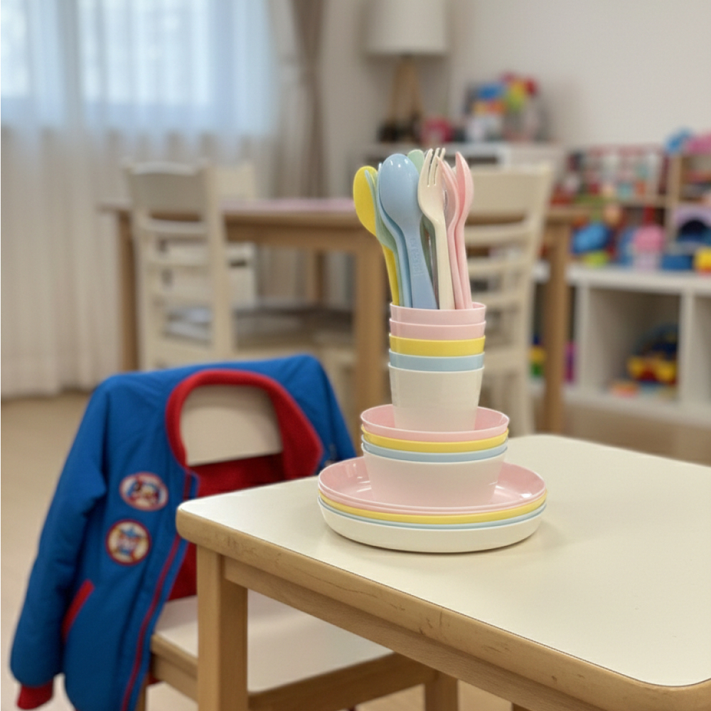 Набор детский №1 (Набор стаканов+набор мисок+набор тарелок+набор столовых приборов)