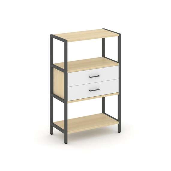 Shelf System Односекционный стеллаж трехярусный с ящиками SN.STM-312 Акация Лорка/Белый/Металл Антра