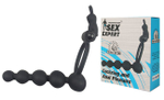 Эрекционное кольцо SEX EXPERT с вибрацией, стимулятором клитора и анальными шариками (Цвет: черный)