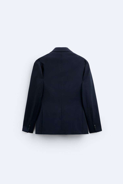 ZARA КОСТЮМНЫЙ БЛЕЙЗЕР ИЗ 100% ШЕРСТИ, МОРСКОЙ СИНИЙ