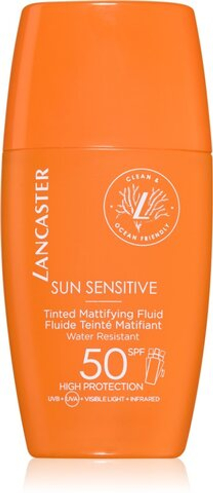Lancaster Sun Sensitive Tinted Mattifying Fluid - водостойкая матирующая эмульсия /  SPF 50 30  ml  / GTIN 3616304472411