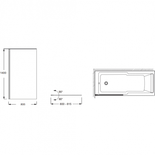 Шторка для ванны распашная Jacob Delafon Struktura 80х140 цвет профиля хром (E6D042-GA)