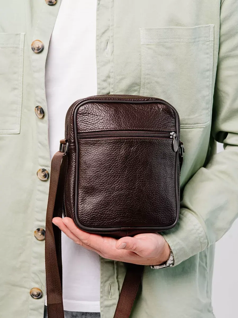 Сумка через плечо кожаная барсетка