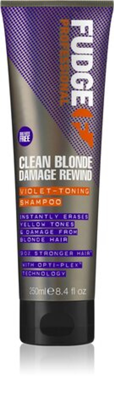 Fudge Clean Blonde Damage Rewind - Фиолетовый тонирующий шампунь для светлых и мелированных волос. /   250  ml  / GTIN 5060420335545