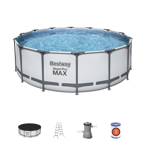 яяБас  Бассейн каркасный 427х122см BestWay Steel Pro Max 15232л/фильтр-насос 3028л/ч/лестница/тент