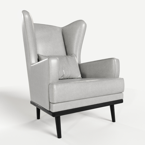 Мягкое кресло с ушами Фантазёр (Серая эко-кожа) на высоких ножках, для отдыха и чтения книг. В гостиную, балкон, спальню и переговорную комнату.