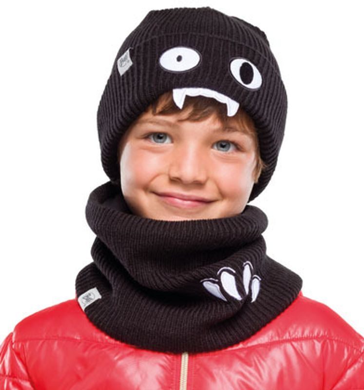 Комплект детский шапка-шарф вязанные Buff Funn Bat Black Фото 1