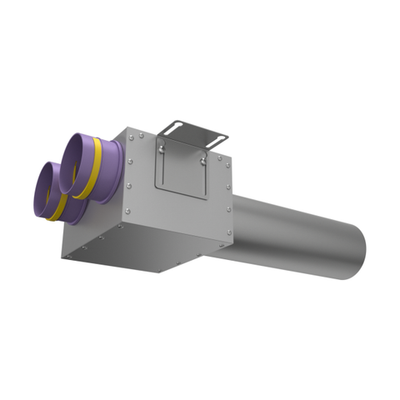 Присоединительная коробка VPDL 125/90×2 на 2 выхода (L=400), прямая круглая