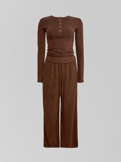 Костюм Agdali brand 1032 однотонный из лонгслива с пуговицами и широких штанов