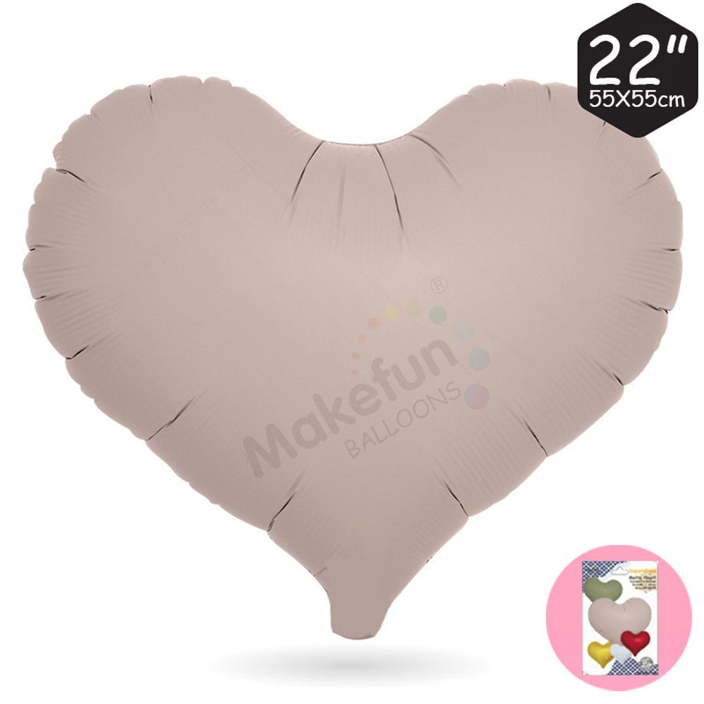К 22&quot; Сердце матовый Теплый серый 50 см.